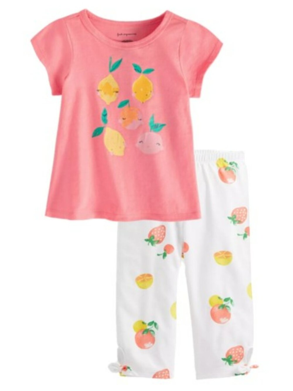 NWT. FIRST IMPRESSIONS Baby Girls Pink/White Fruits 2-Pc Set